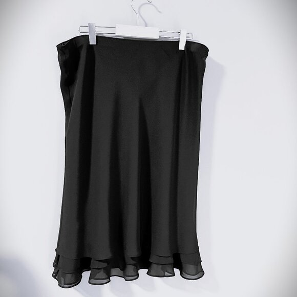SHEER LAYERED MSK stretch waist MIDI black elegant all occasion skirt Size M - Picture 1 of 8